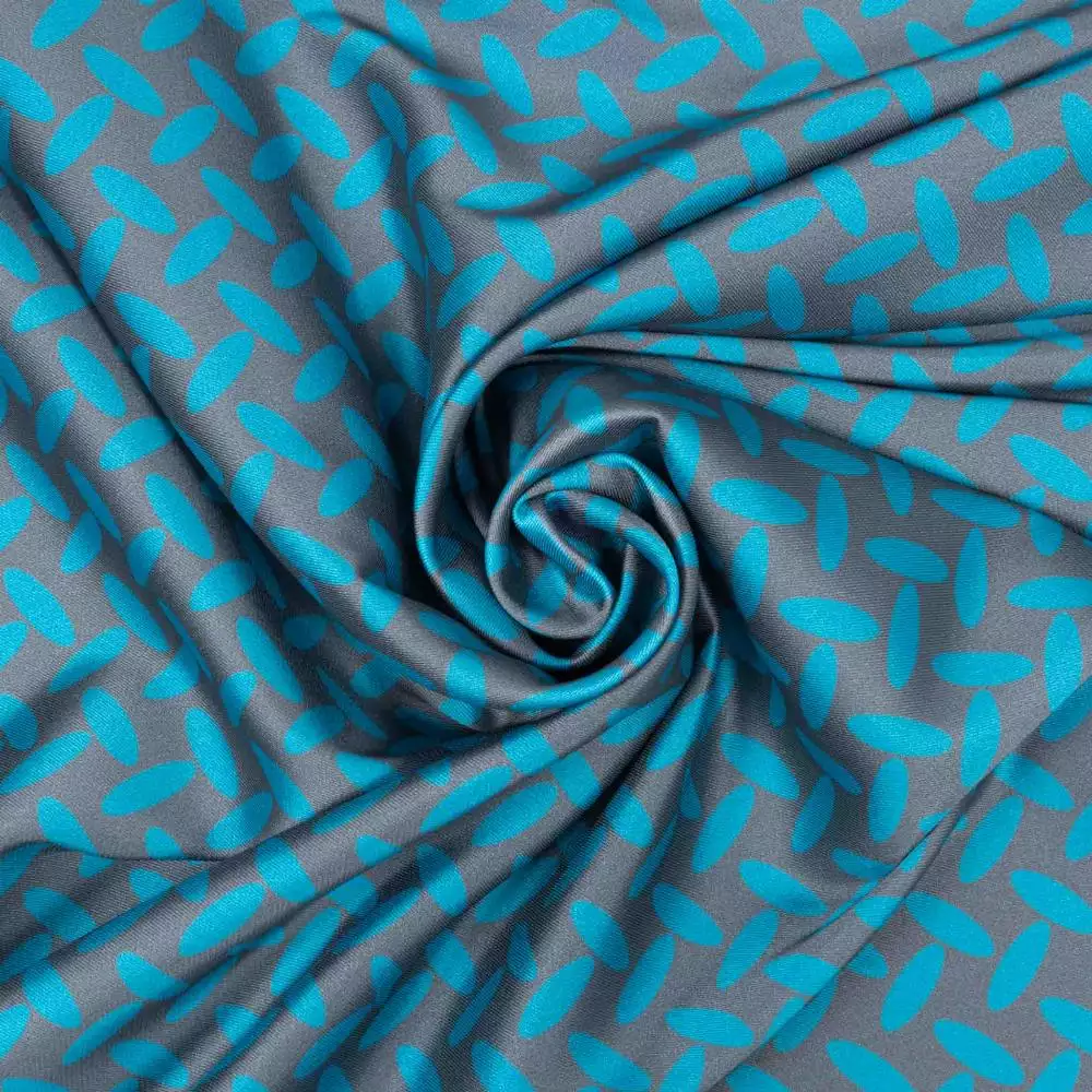 Tela satén geométrico D/1 azul - tejidos estampados de moda en PUGUTEXTILE